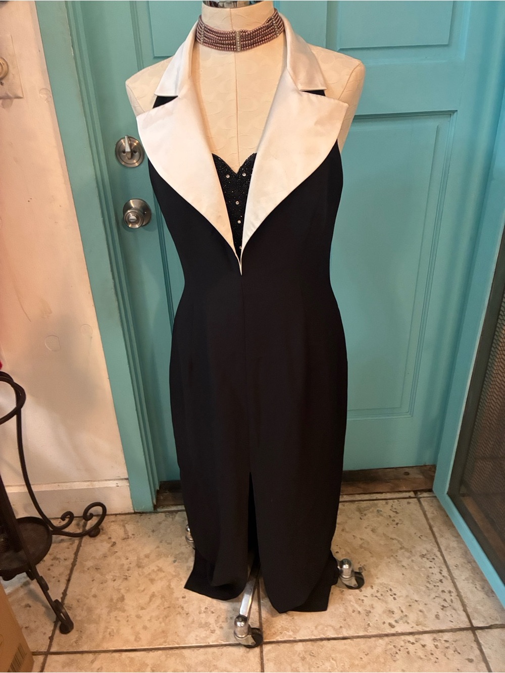 Ever Beauty elegant black & white maxi dress. With a tuxedo kinda look!